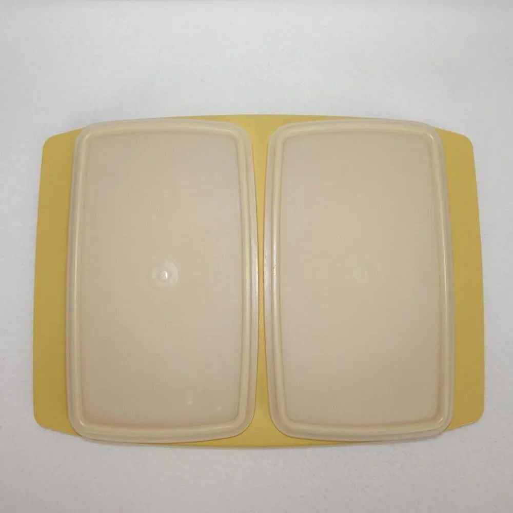 Vintage 1970's Tupperware Double Deli Server Tray #816-2 Harvest Gold